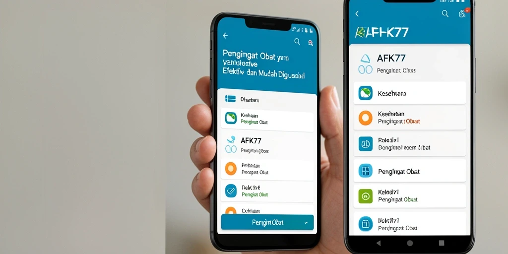 Tampilan antarmuka aplikasi AFK77 untuk Pengingat Obat.