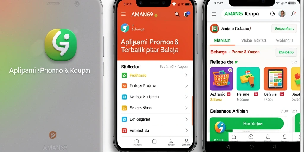 Tampilan antarmuka aplikasi AMAN69 dengan berbagai kupon promo.