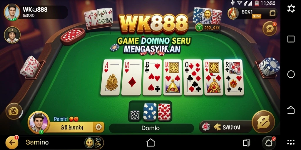 Tampilan antarmuka permainan Domino yang menarik dan interaktif.