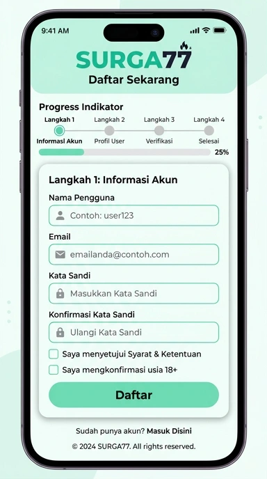 Tampilan halaman daftar surga77